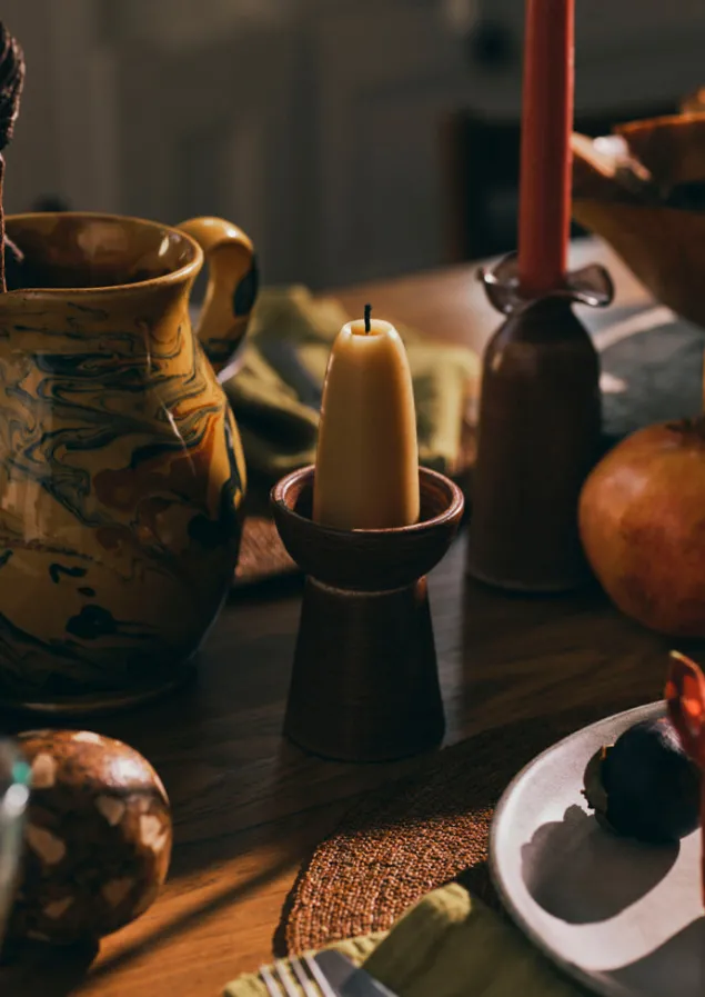 Decorative Pieces | Ceramics-TOAST SZ Ceramics Pillar Candle Holder Chestnut
