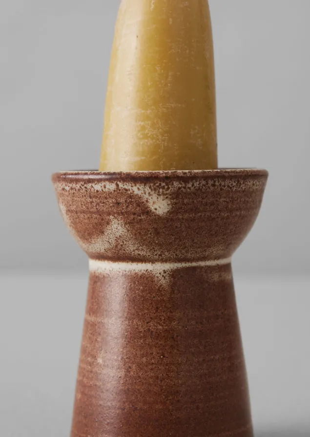 sz_ceramics_pillar_candle_holder_4.webp Decorative Pieces | Ceramics-TOAST SZ Ceramics Pillar Candle Holder Chestnut