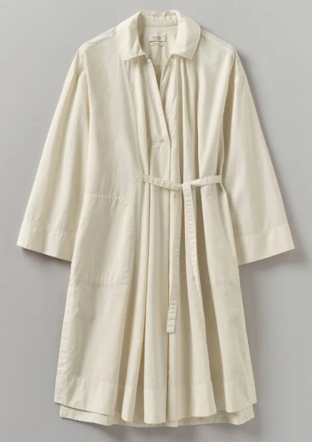 Tops & Tees-TOAST Textured Cotton Poplin Wrap Shirt Ecru