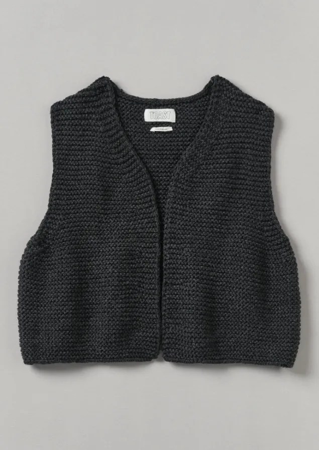 Knitwear-TOAST Textured Knit Gilet Charcoal