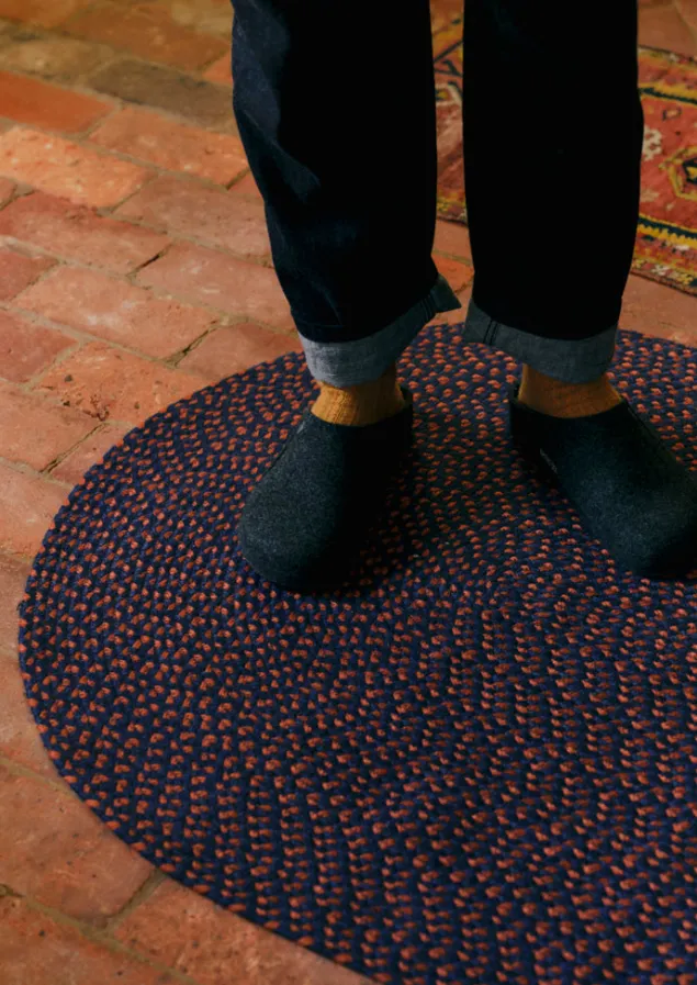 Textiles | Rugs-TOAST The Braided Rug Company Organic Jute Rug Navy/BurntOrange
