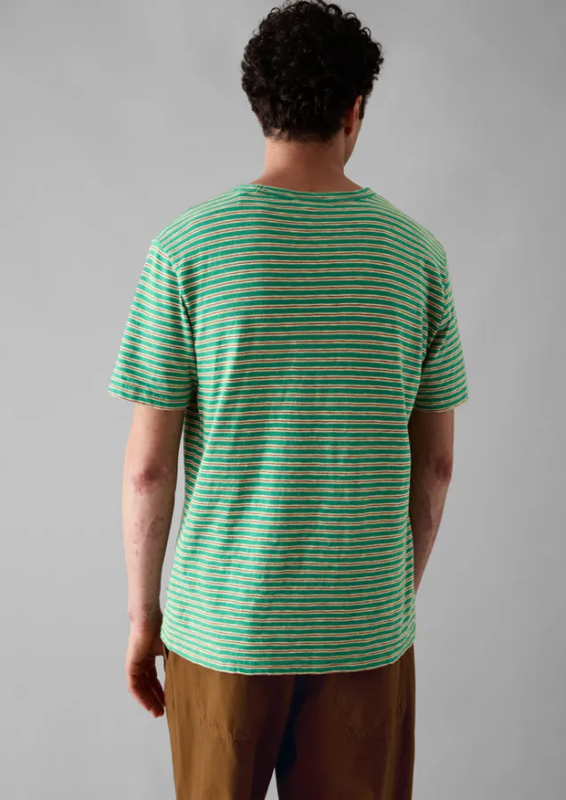 theo_organic_cotton_stripe_short_sleeve_tee_3.webp Tops & Tees-TOAST Theo Organic Cotton Stripe Short Sleeve Tee Green/Red