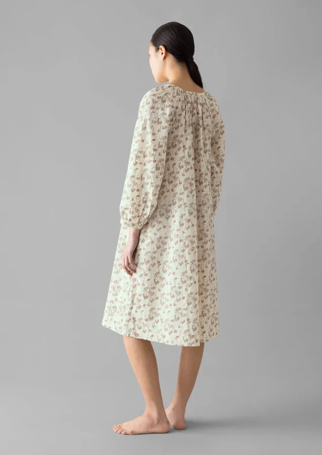 trellis_floral_block_print_nightdress_2.webp Nightwear | Loungewear-TOAST Trellis Floral Block Print Nightdress Ecru/Coral
