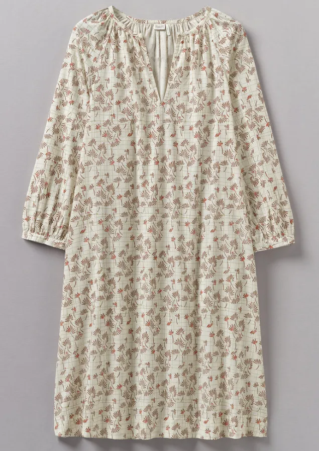 trellis_floral_block_print_nightdress_4.webp Nightwear | Loungewear-TOAST Trellis Floral Block Print Nightdress Ecru/Coral