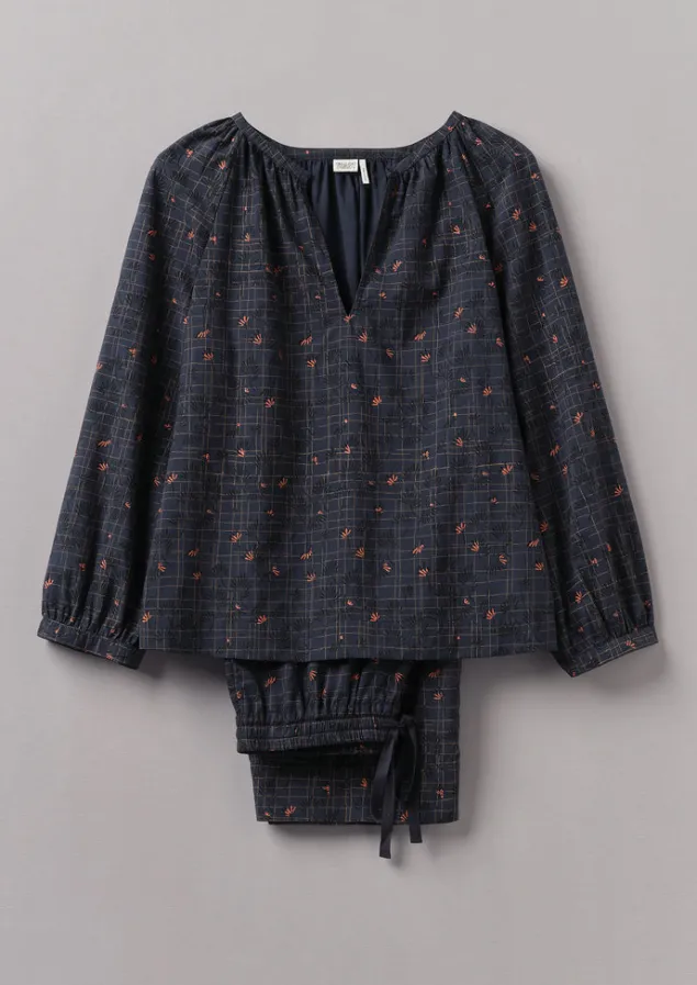Nightwear-TOAST Trellis Floral Block Print Pyjamas Blueberry