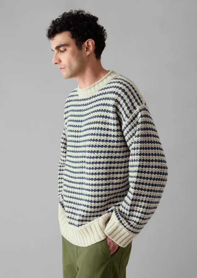 tucking_stripe_wool_cotton_sweater_4.webp Knitwear-TOAST Tucking Stripe Wool Cotton Sweater Ecru/Navy