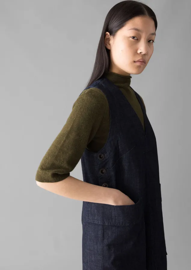 vneck_denim_pinafore_dress_13.webp Denim | Workwear-TOAST V-Neck Denim Pinafore Dress Indigo