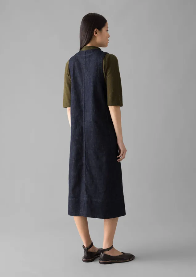 vneck_denim_pinafore_dress_14.webp Denim | Workwear-TOAST V-Neck Denim Pinafore Dress Indigo