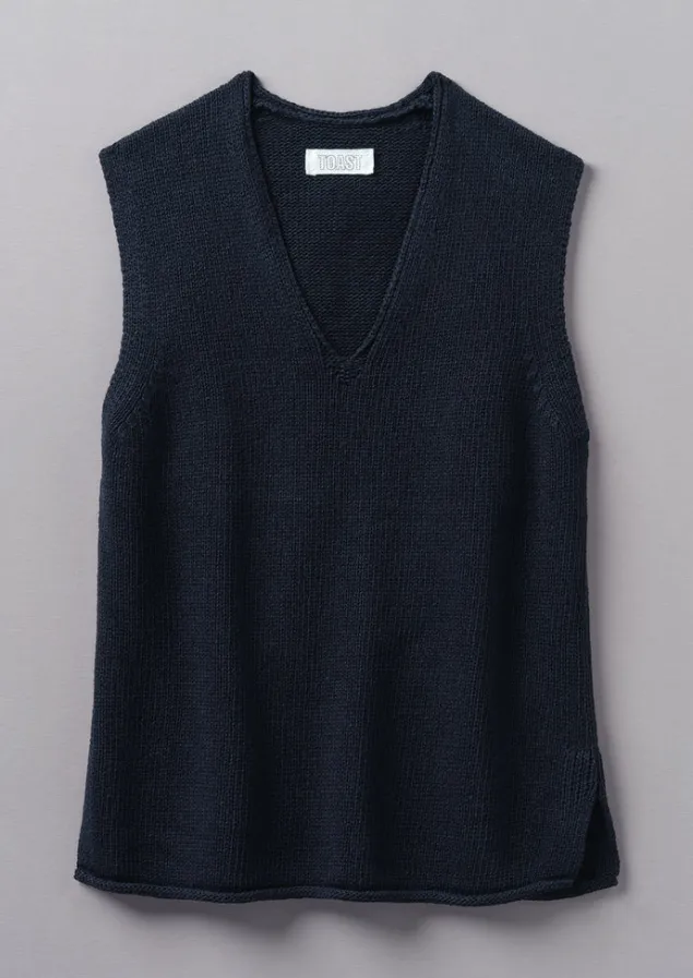 Linen | Loungewear-TOAST V-Neck Linen Cotton Knitted Tank DarkNavy
