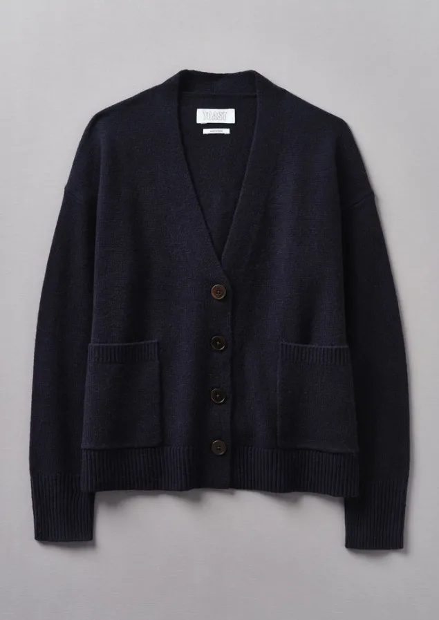 Cashmere | Knitwear-TOAST Wool Cashmere Boxy Cardigan DarkestNavy