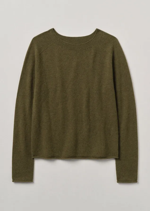 Knitwear-TOAST Wool Cashmere Neat Sweater Olive