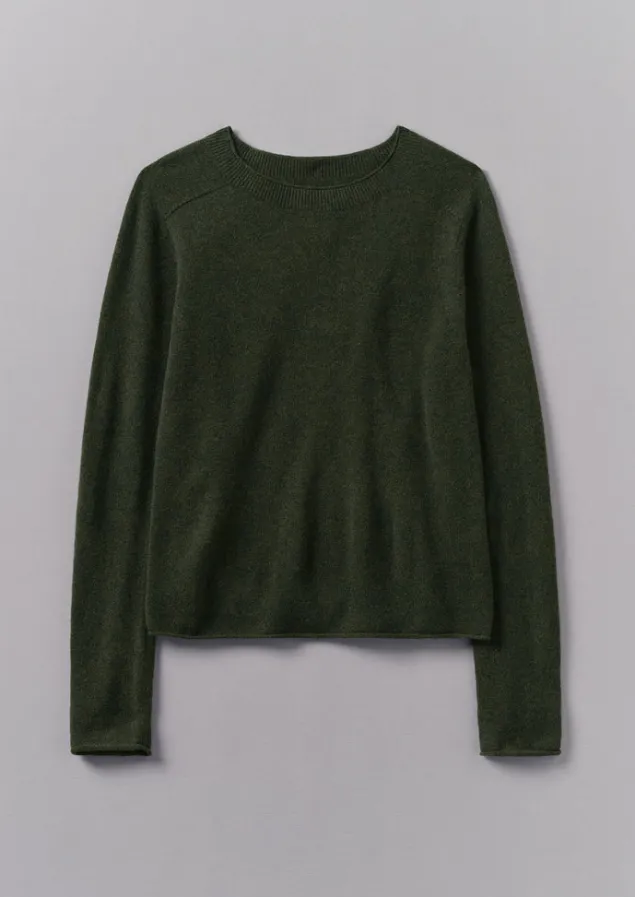 Knitwear-TOAST Wool Cashmere Neat Sweater DarkOlive
