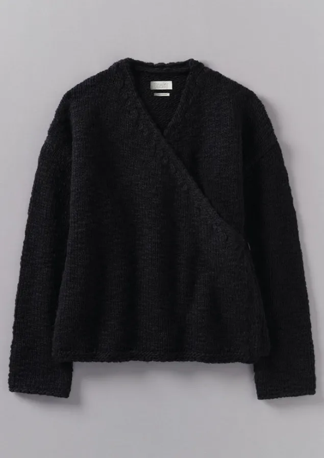 Jersey | Loungewear-TOAST Wool Knitted Wrap Jacket Black
