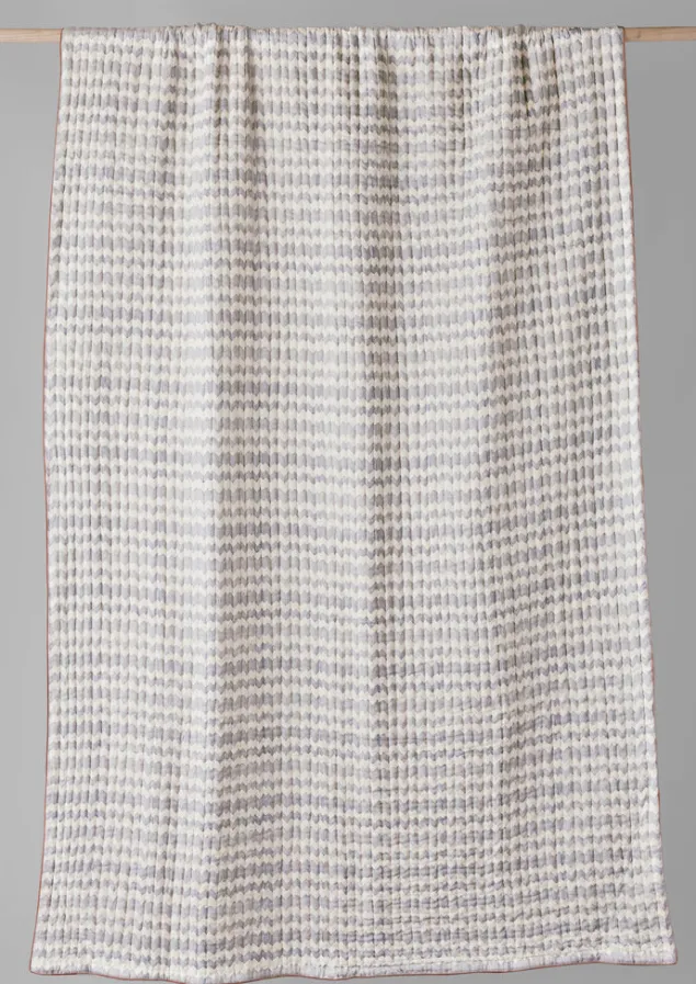 zig_zag_block_print_cotton_quilt_3-1.webp Textiles | Blankets & Throws-TOAST Zig Zag Block Print Cotton Quilt OffWhite/Midnight