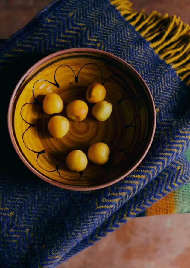 Textiles | Blankets & Throws-TOAST Zig Zag Wool Blanket Navy/Caramel