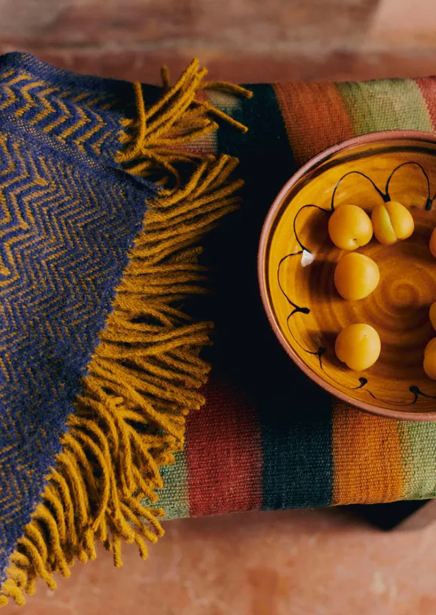 zig_zag_wool_blanket_2-1.webp Textiles | Blankets & Throws-TOAST Zig Zag Wool Blanket Navy/Caramel